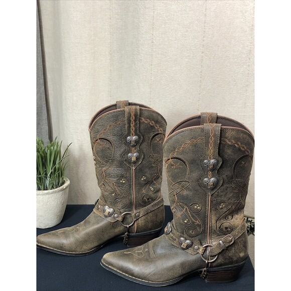Durango Crush Distressed 11" Heart Concho Women's Size 8M Western Boots RD4155 - Picture 2 of 14